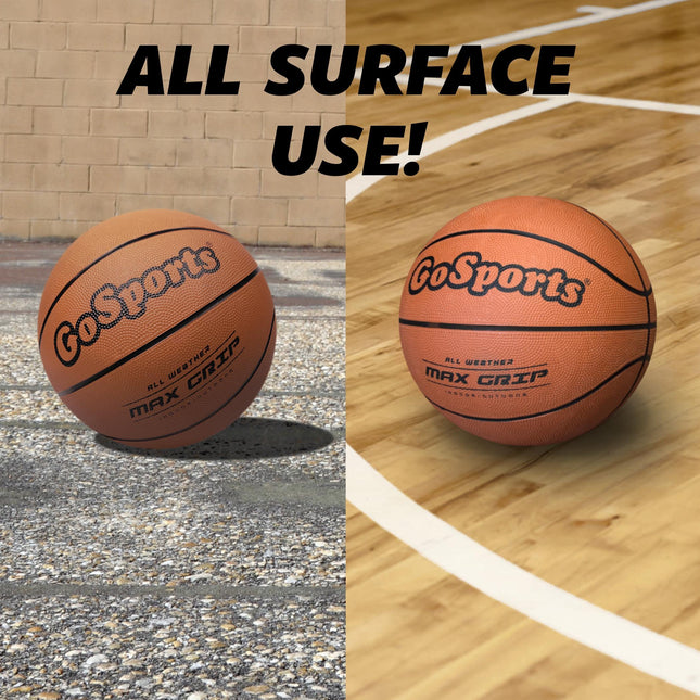 GoSports Indoor/Outdoor Rubber Basketballs - Six Pack of Size 6 Balls with Pump & Carrying Bag