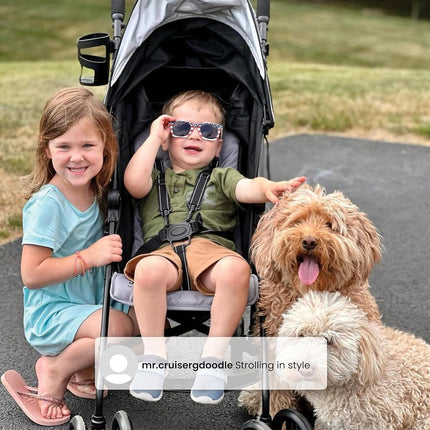 Delta Children Jeep AdventureGlyde Lightweight Travel Stroller with Smoothest Ride and Compact Folding, 3-Position Recliner, Extra Large Storage Basket, Black/Grey