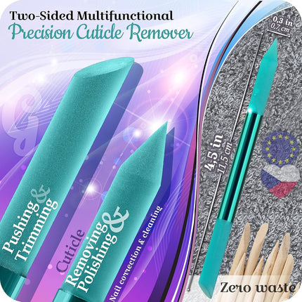GLADZY Glass Cuticle Pusher by - Manicure Stick, Genuine Czech Quality, Professional Precision Filing Cuticle Remover, Abrasive Surface Never Wears Out