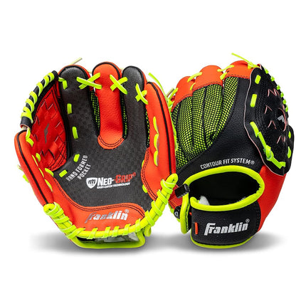 Guante de béisbol Franklin Sports para niños - Guante de béisbol infantil NeoGrip para niños y niñas - Manopla de béisbol para niños pequeños - Para lanzadores diestros - Rojo - 9.0"