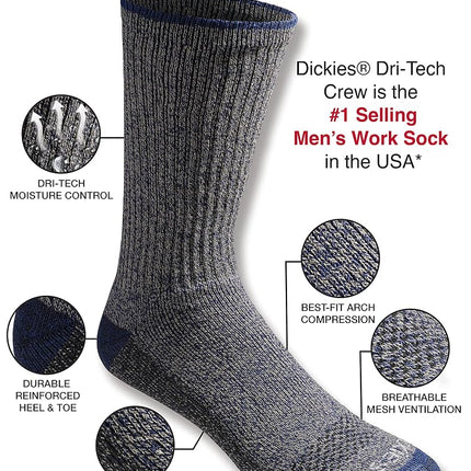 Dickies Men's, Heathered Colors (12 Pairs), Large