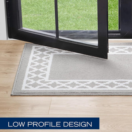 Nautica – Runner Rug | Indoor Runners for Hallways and Entry Rugs| Non-Slip and Non-Skid Entry and Kitchen Door Mat| Machine Washable Entryway Carpet Rugs | 2'6" x 12' | Trellis Light Grey