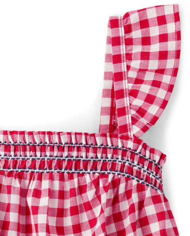 The Children's Place baby-girls And Toddler Girls Sleeveless Tank Top and Shorts, 2 Pc Set, Red Ging, 3T