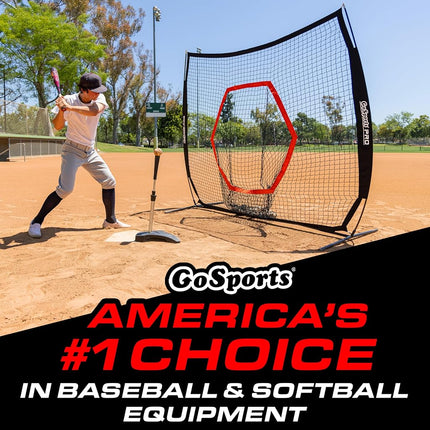 GoSports 7 ft x 7 ft PRO Baseball & Softball Practice Hitting & Pitching Net with Bow Type Frame, Carry Case and Strike Zone, Ultimate Training Net