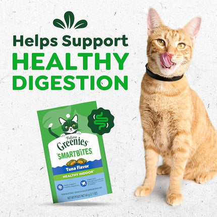 FELINE GREENIES SMARTBITES HEALTHY INDOOR Natural Treats for Cats, Tuna Flavor, 2.1 oz. Pouch
