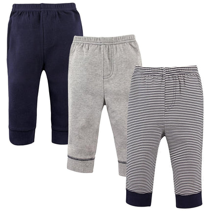Luvable Friends Baby Boys' Cotton Pants, Navy Stripe, 18-24 Months