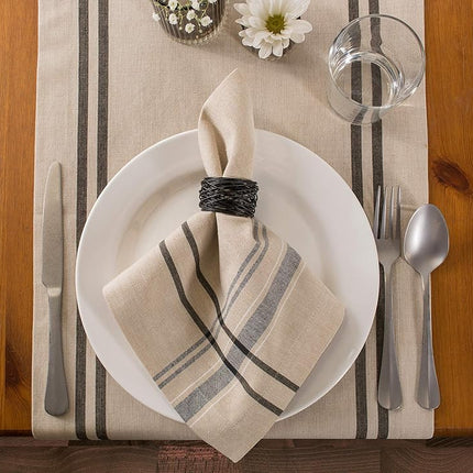 DII 14" x 108" French Stripe Farmhouse Table Runner Taupe Black