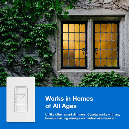 Lutron P-BDG-PKG1W Caseta Wireless Dimmer Kit with Smart Bridge, White