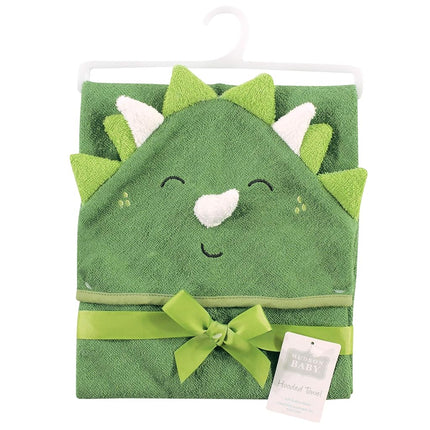 Hudson Baby Unisex Baby Cotton Animal Face Hooded Towel, Dinosaur, One Size