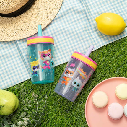 Zak Designs Disney Super Kitties Kelso 15oz Leak-Proof Toddler Cups, 2-Pack