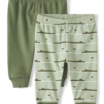 The Children's Place Baby Boys' and Newborn Jogger Bottoms, Gator 2-Pack, 9-12 Months