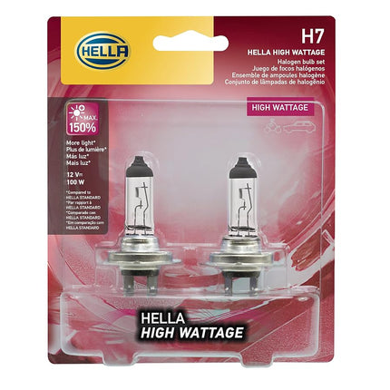 Bombillas halógenas de faro HELLA H7 de 100W de alta potencia, 12V, PX26d, paquete de 2