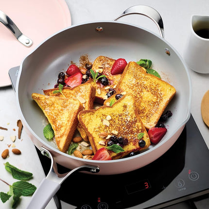 Tramontina All-in-One Plus Pan 5-Qt Ceramic Non Stick Pan with Lid, Pink