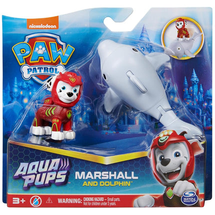 Paw Patrol, Aqua Pups Marshall and Dolphin Action Figures Set, Kids’ Toys for Ages 3 and up