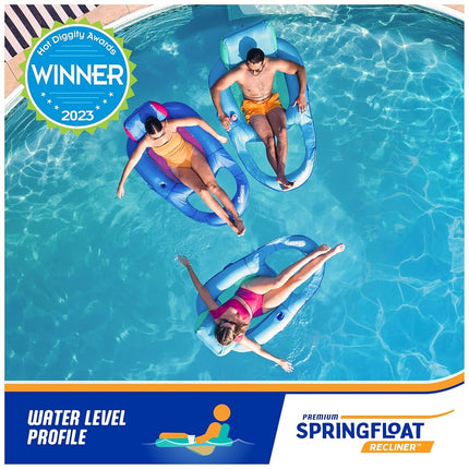 Tumbona de piscina reclinable SwimWays Spring Float Premium, flotadores de piscina inflables para adultos con inflado rápido para mayores de 15 años