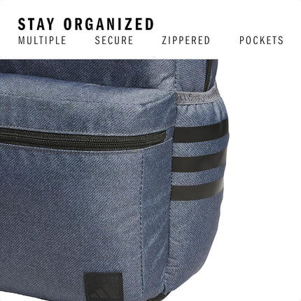 adidas 3-Stripe Classic Backpack for Men and Women, Bag with Laptop Sleeve, Twill Onix Grey/Black, One Size