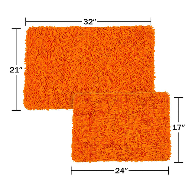 Bedford Home 2-Piece Memory Foam Shag Bath Mat-Orange