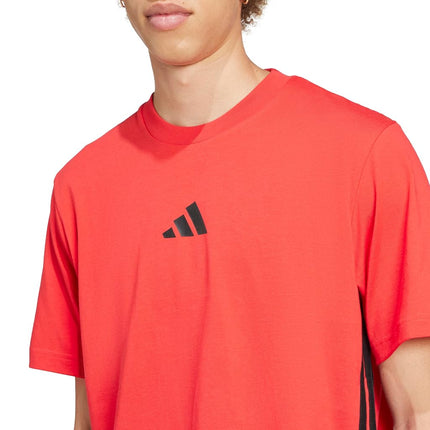 adidas Men's Essentials Single Jersey 3-Stripes T-Shirt, Pure Ruby/Black, XX-S