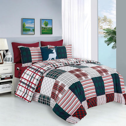 Elegant Comfort Silky Soft 8-Piece Cabin Lodge Bed-in-a-Bag Comforter Set, Includes 4pc Smart Sheet Set, Comforter, Decorative Pillow, Matching Pillowcases and Shams - Twin/Twin XL, Burgundy