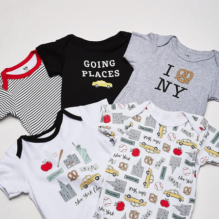 Hudson Baby Unisex Baby Cotton Bodysuits, New York, 6-9 Months