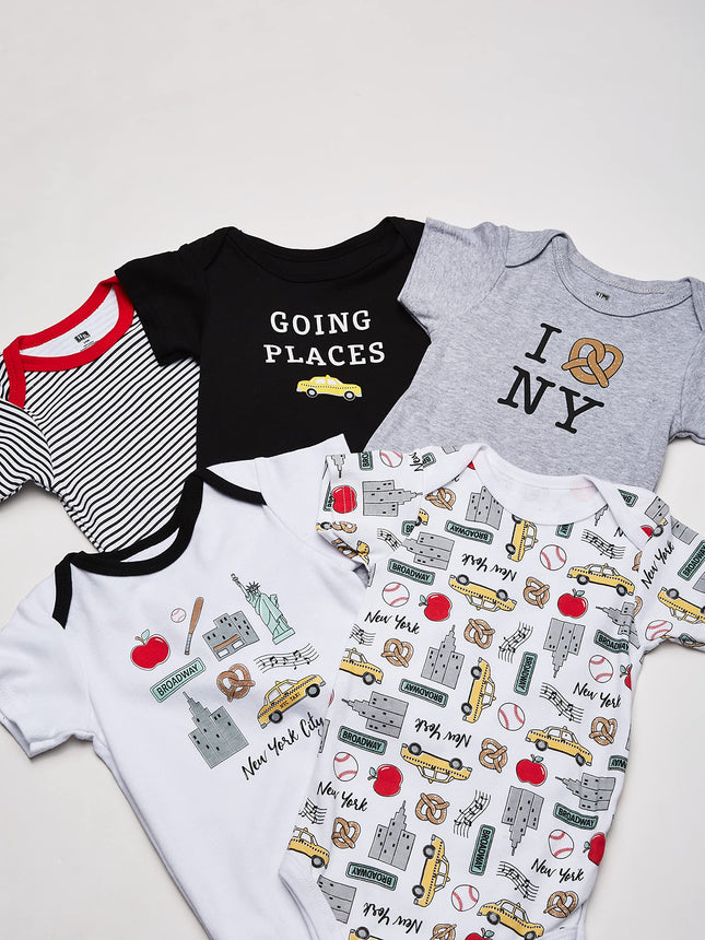 Hudson Baby Unisex Baby Cotton Bodysuits, New York, 6-9 Months