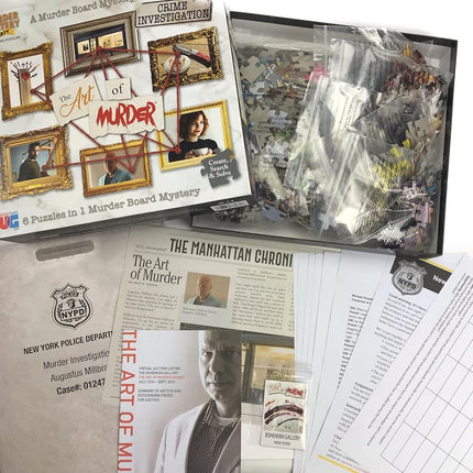Murder Mystery Party Case File Puzzle The Art of Murder, 1000 Piece Puzzle, for Ages 14+, Solve Crime with Evidence, Includes Poster, Fun Family & Friends Activity