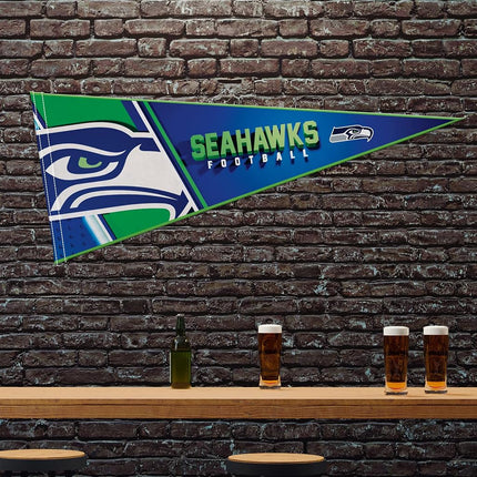 Rico Industries NFL Football Seattle Seahawks Primary 12" x 30" Felt Wall Décor Pennant - Great for Home/Bed Room/Man Cave Décor