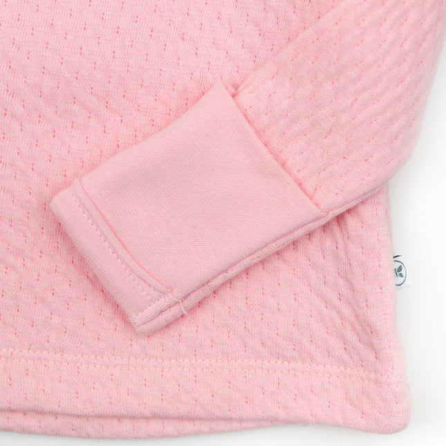 HonestBaby Side-Snap Matelasse Mini Quilted Top in Cozy 100% Organic Cotton Infant Baby Boys, Girls, Unisex, Pink, 3-6 Months