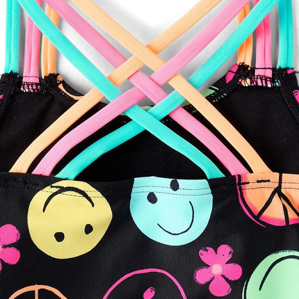 Maillot de bain tankini 2 pièces The Children's Place pour filles et tout-petits, motifs gribouillis noirs, 6-9 mois