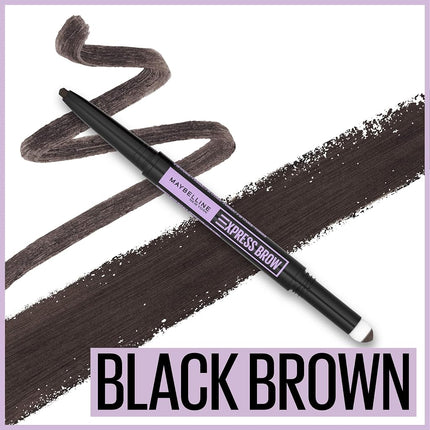 Maybelline Express Brow 2-In-1 Pencil and Powder, Eyebrow Makeup, Black Brown, 0.02 fl. oz.