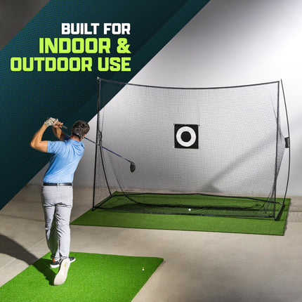 GoSports Red de golf de 3 m x 2,1 m para practicar golpes - Campo de prácticas personal para uso en interiores o exteriores - Negro