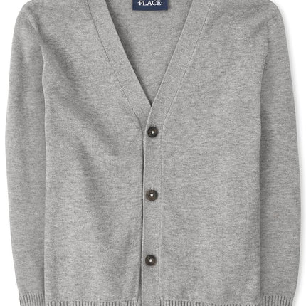 Cárdigan de uniforme de The Children's Place para niños, gris claro individual, talla grande