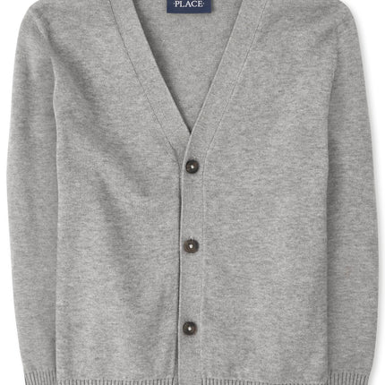 The Children's Place Boys' Uniform Cardigan, Lt Gr
