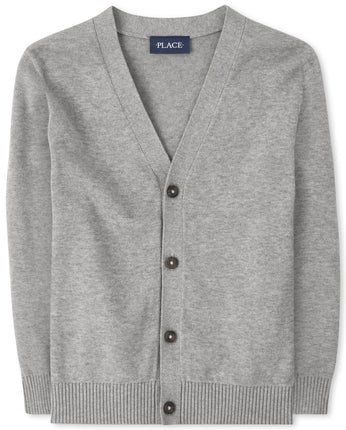 The Children's Place Boys' Uniform Cardigan, Lt Gr