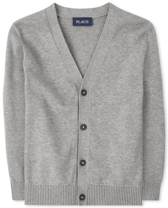 The Children's Place Boys' Uniform Cardigan, Lt Gr