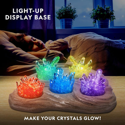NATIONAL GEOGRAPHIC Mega Crystal Growing Kit for Kids- Grow 6 Crystals with Light-Up Stand, Science Gifts for Kids 8-12, Crystal Making Experiment, Science Kit for Girls and Boys