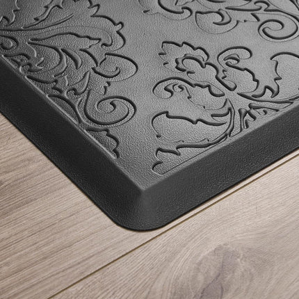 Chef Gear - Anti-Fatigue Wellness Kitchen Mat - Marni Design - Cushioned Comfort Chef Mat - Faux Leather - Cooking & Standing Relief -Skid-Resistant - Set of 2-17.5"x 60"/ 17.5"x28"- Black