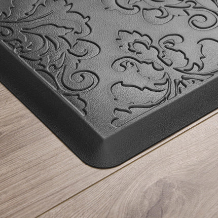 Chef Gear - Anti-Fatigue Wellness Kitchen Mat - Marni Design - Cushioned Comfort Chef Mat - Faux Leather - Cooking & Standing Relief -Skid-Resistant - Set of 2-17.5"x 60"/ 17.5"x28"- Black