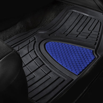 Automotive Floor Mats Blue Universal Fit Heavy Duty Rubber fits Most Cars, SUVs, and Trucks, Full Set Trim to Fit FH Group F11311BLUE