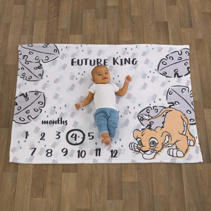 Disney Lion King Simba, Grey, White and Tan Super Soft Milestone Baby Blanket (5064259P)