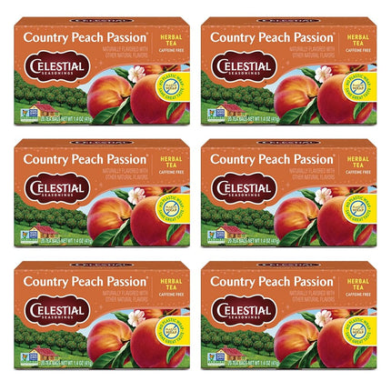 Celestial Seasonings Country Peach Passion Herbal Tea, 20 Count (Pack of 6)