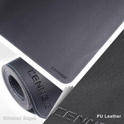CENNBIE Leather Desk Mat Protector, 190 x 60cm Extra Large Leather Office Desk Pad Mat for Full Desk, Computer Desk Mat on top of desks - Oversized Large Mouse Pad (Black)