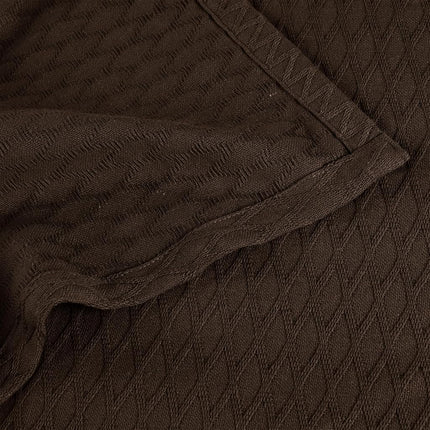 Superior Diamond Weave Blanket, 100% Cotton Cover for Home, Couch, Bed, Soft, Warm Blankets, Boho Aesthetic, Comfy, Cozy, and Cute Covers, Decorative Bedding Essentials, Throw, Chocolate