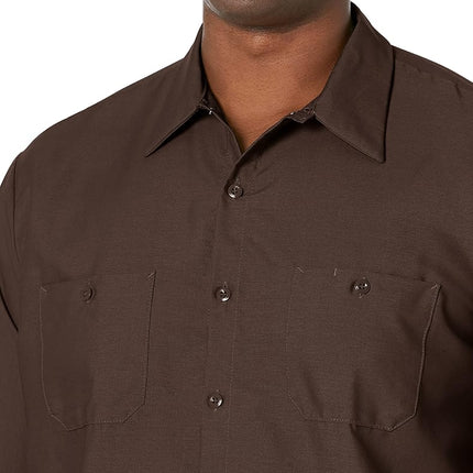 Red Kap Men's Industrial Work Shirt, Regular Fit, Long Sleeve Utility Button, Chocolate Brown, Large