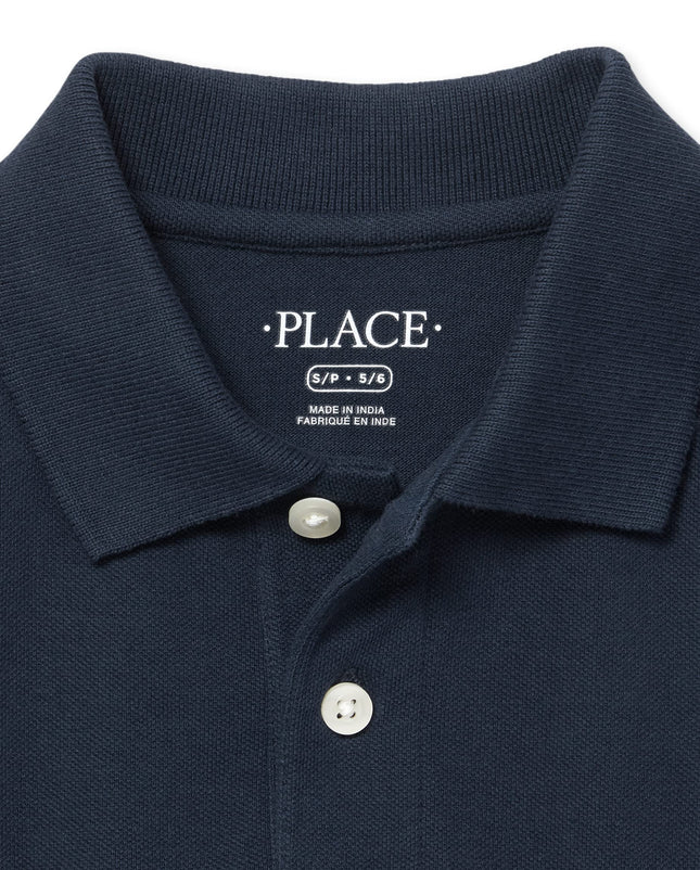 The Children's Place Boys Uniform Long Sleeve Pique Polo, Nautico 2-Pack, X-Small