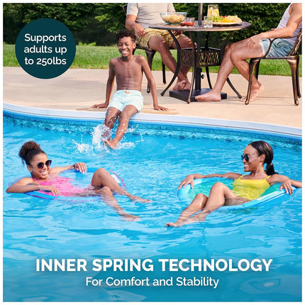 SwimWays Spring Float Premium Papasan Pool Lounger for Swimming Pool, Inflatable Pool Floats Adult with Fast Inflation for Ages 15 & Up, Sky Blue