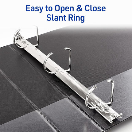 Avery Durable View 3 Ring Binders, 1.5 Inch Slant Rings, 375-Sheet Capacity, DuraHinge, 2.1 Inch Wide Spine, Customizable Clear Covers and Spine, Dark Colors (4-Pack of 05622)