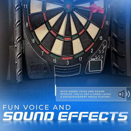 Franklin Sports Soft Tip Electronic Dartboard Set - Digital Scoreboard + Cabinet - Adult Soft Tip Darts Set (6 Darts Included) - FS3000