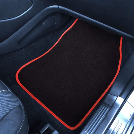 FH Group - F14503-RED F14503 RED Color-Trimmed Liners Non-Slip Car Floor Mats with Rubber Heel Pad – Full Set