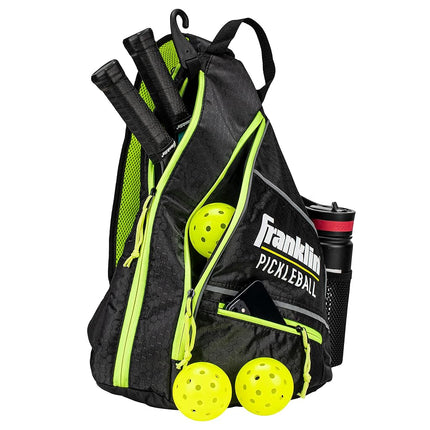 Franklin Sports Elite Performance Pickleball Sling Bag, Black/Optic Yellow